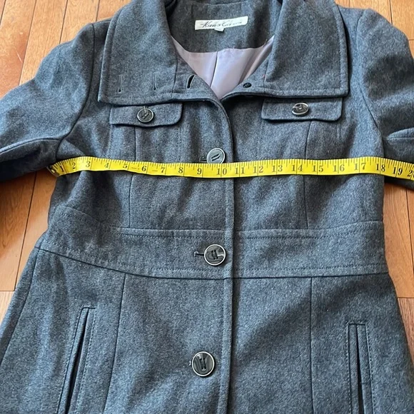 Kenneth Cole Pea Coat Womens 10 Gray Button Up Wool Preppy Classic Ladies - Picture 5 of 11